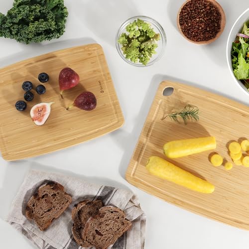 Lightweight Durable Bamboo Cutting Board Set with Non (2 Count)