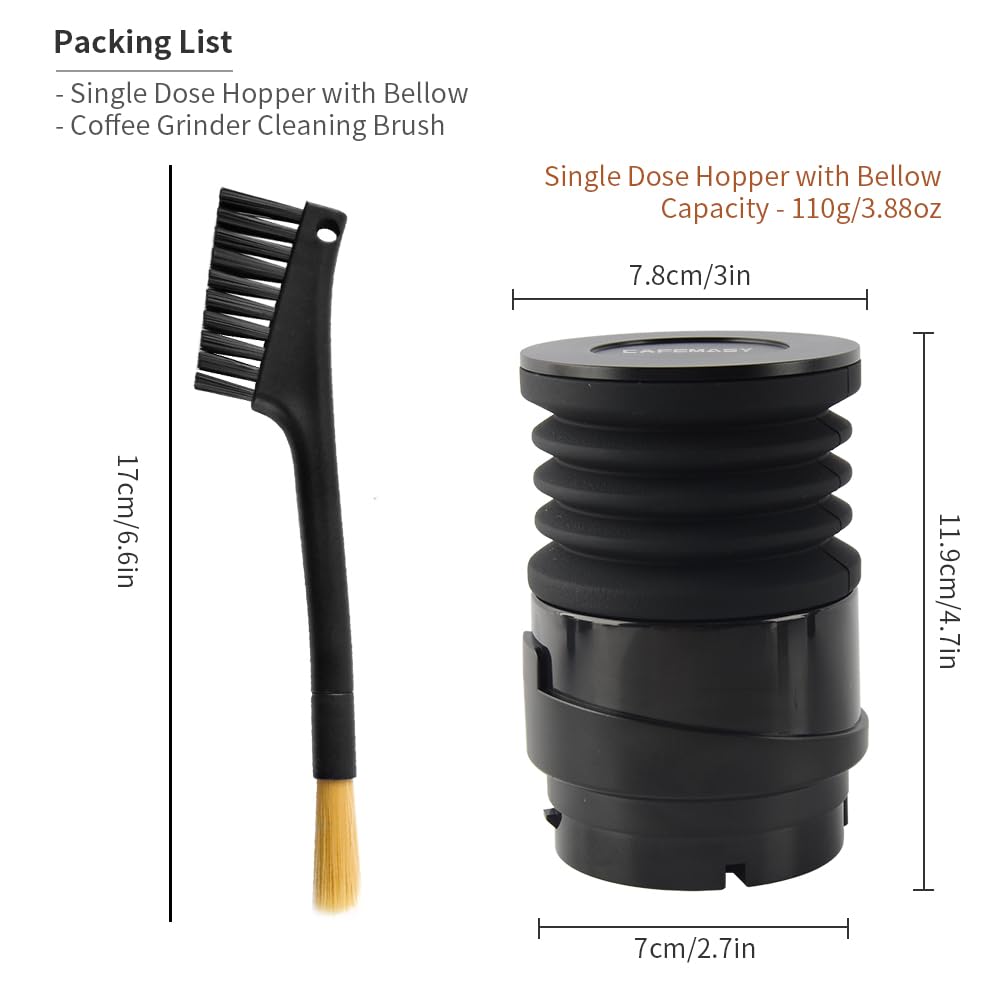Single Dose Hopper with Silicone Bellow and Aluminum Lid Coffee Grinder Cleaning Accessories Tools