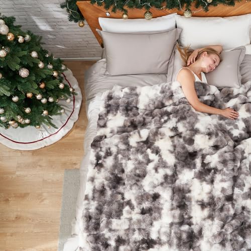 Faux Fur Throw Blanket for Bed King Size