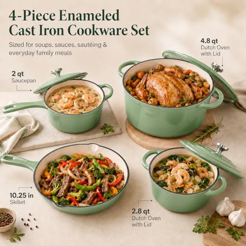 Enameled Cast Iron Cookware Set