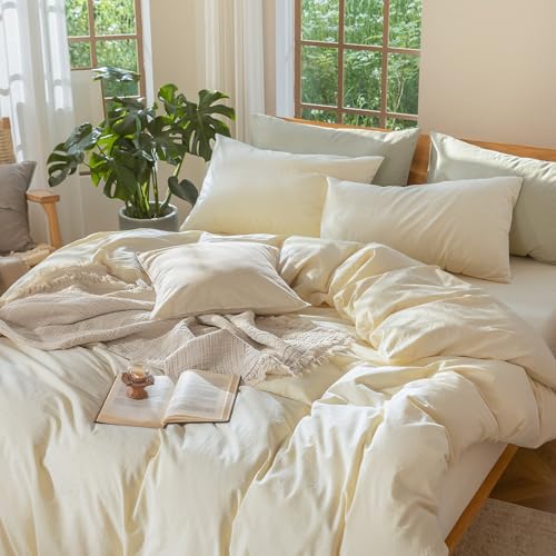 Duvet Cover Set 100% Washed Cotton Linen Like Oversized King