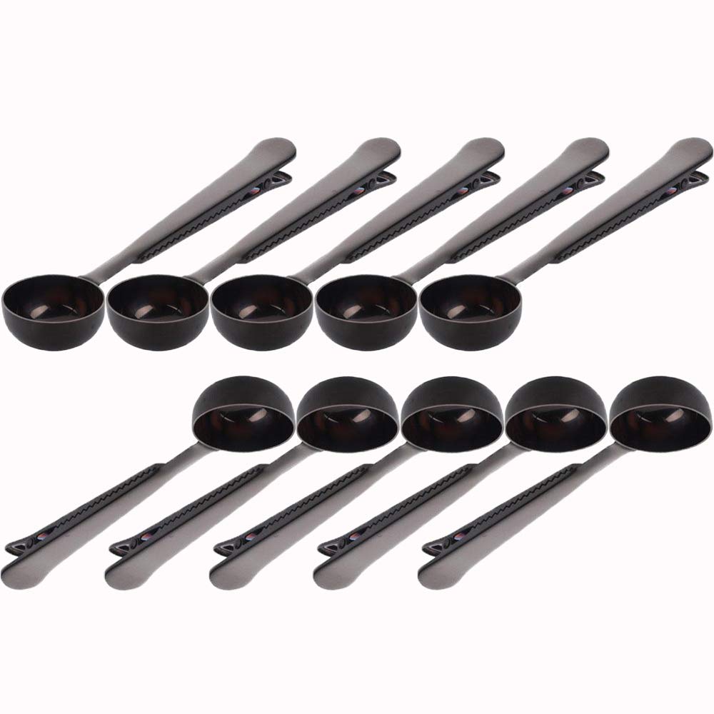 10 Packs Scoop and Clip 2 in 1 Stainless Steel Measuring Spoon