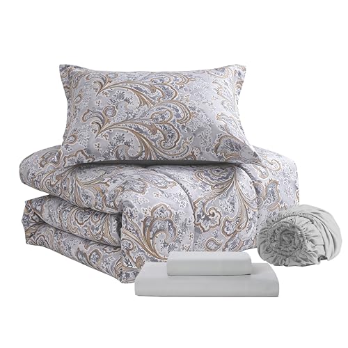 Paisley Comforter Set Twin Size with Sheets Bed in a Bag