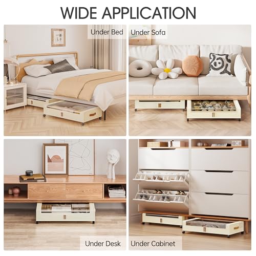 4 Pack Under Bed Storage with Wheels (4 Count)