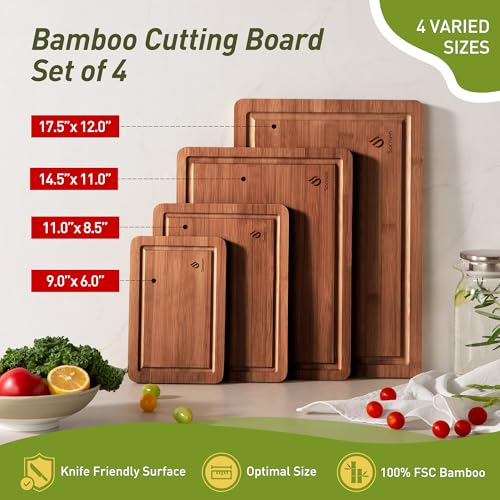 Bamboo Cutting Board Set Non Slip Feet Over Sink Father Day Dad Parents Papa Stepdad Pappy Poppy Pawpaw Who Want Nothing Everything Future Groom Bride Law Christmas Xmas (4 Count)