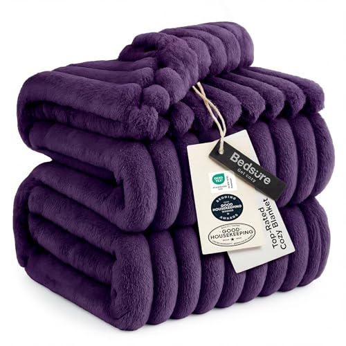 Soft King Size Blankets for Bed Purple 108"x90"