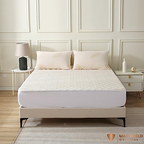 Luxury Quilted Organic Cotton Mattress Protector Queen Size