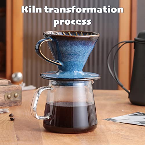 Ceramic Coffee Dripper Filter 60Angle Tapered Hand Brew Pour Over Coffee Maker Set Reusable Porcelain Portable For Home Baristas