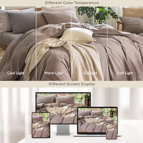 Duvet Cover Set 100% Washed Cotton Linen Like Alaska King