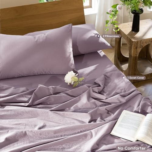 Duvet Cover Set 100% Washed Cotton Linen Like King