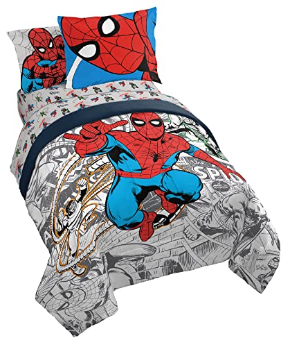 Marvel Spiderman Full Comforter Set 7 Piece Bedding for Boys