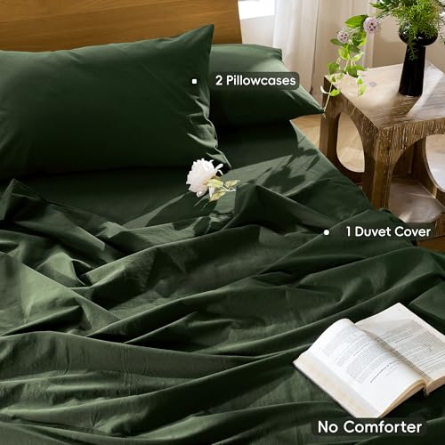 Duvet Cover Set 100% Washed Cotton Linen Like Super King