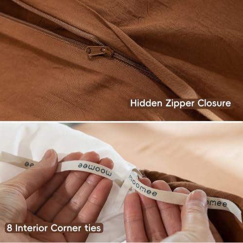 Duvet Cover Set 100% Washed Cotton Linen Like Cal King (64 Ounce)