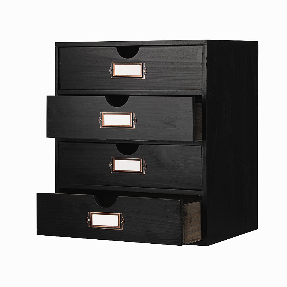 Large Wooden Drawers Wooden Box with Drawer Black