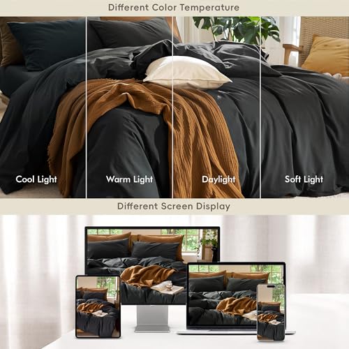 Duvet Cover Set 100% Washed Cotton Linen Like King (64 Ounce)