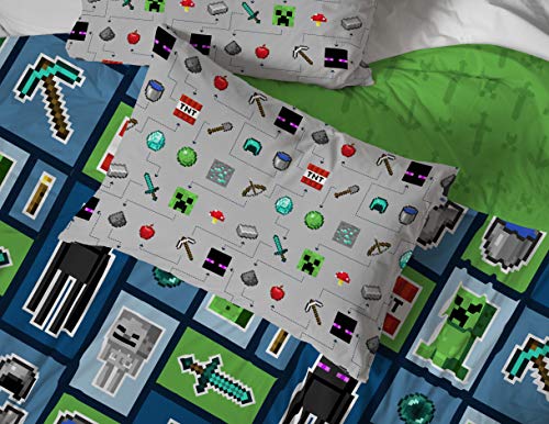 Minecraft Creeper Queen Comforter Set 5 Piece Kids Bedding for Boys