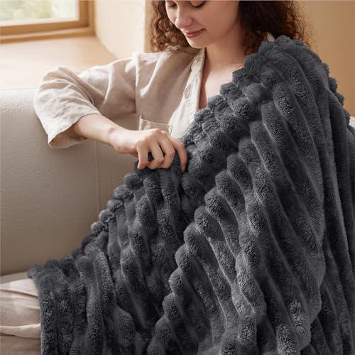 Soft Grey Throw Blanket for Couch Decor Gifts 50"x60"