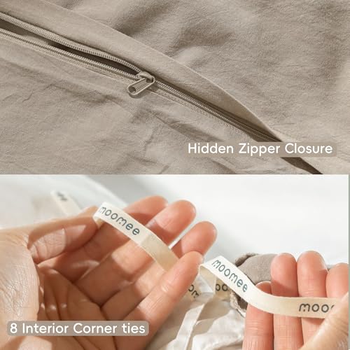 Duvet Cover Set 100% Washed Cotton Linen Like Oversized Queen (3 Count)
