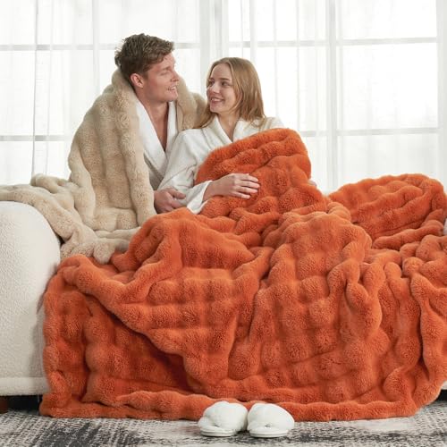 Faux Fur Throw Blanket for Couch