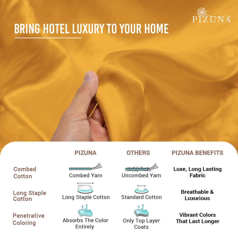 100% Cotton Twin Duvet Cover Set 400 Thread Count Honey Gold