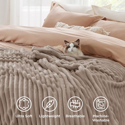 Soft Light Brown Throw Blanket for Couch Decor Gifts 50"x60"