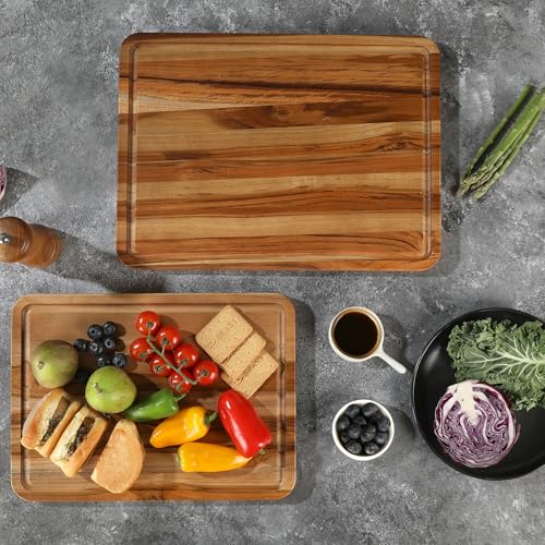 2 Pack Teak Cutting Board Wood Wooden Cutting Boards For Kitchen (2 Count)
