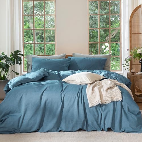 Duvet Cover Set 100% Washed Cotton Linen Like Twin (2 Count)