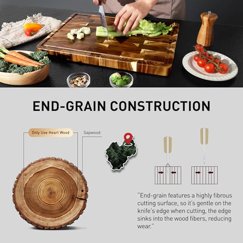 End Grain Cutting Board for Kitchen with Non
