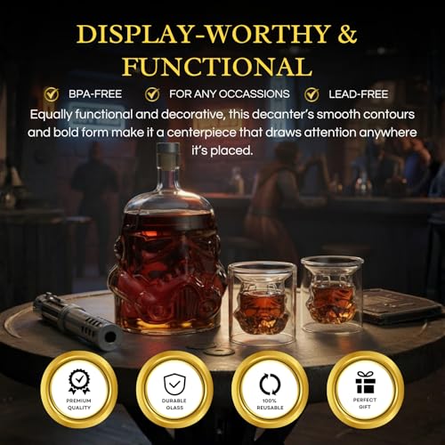 Galactic Armor Helmet Whiskey Decanter Set with 2 Glasses