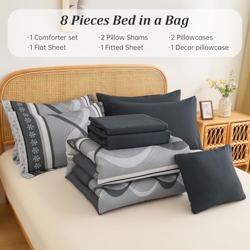 Anibeddin Grey Comforter Set King Size