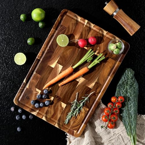 End Grain Cutting Board for Kitchen with Non