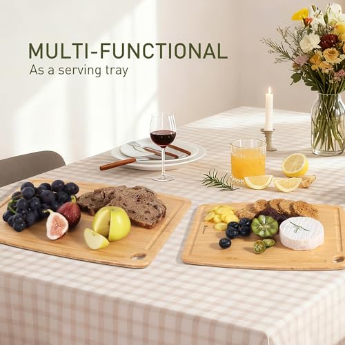 Lightweight Durable Bamboo Cutting Board Set with Non (2 Count)