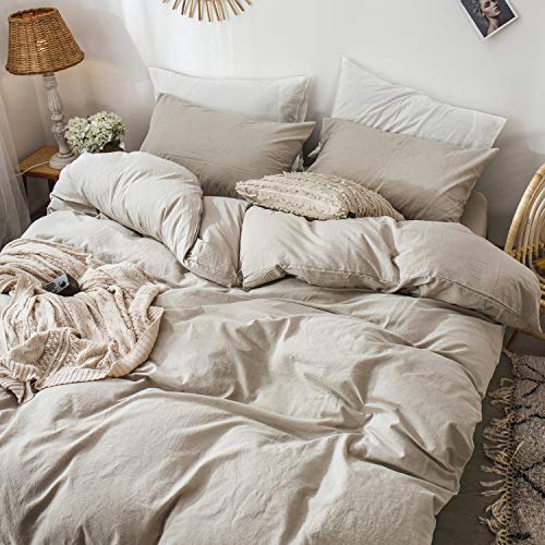 Duvet Cover Set 100% Washed Cotton Linen Like Oversized Full