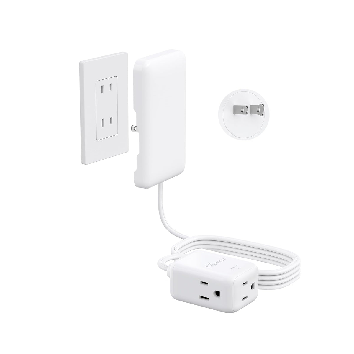 8FT Two Prong Extension Cord & 3 Outlets