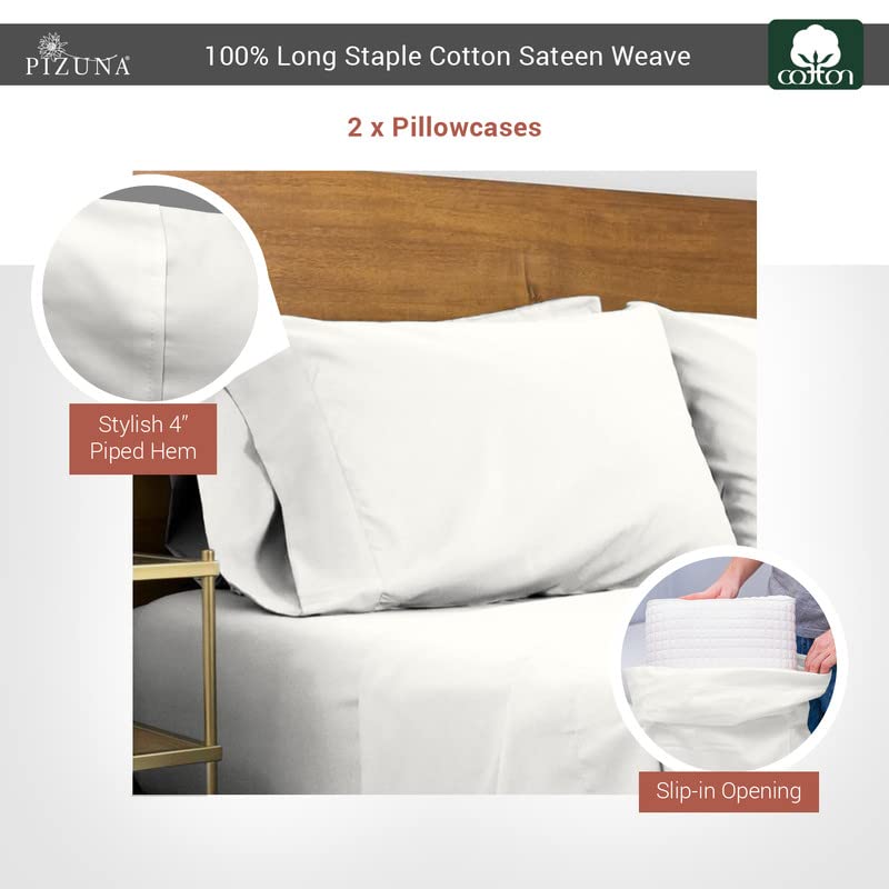 100% Cotton Queen Size Pillowcases 400 Thread Count Off White (2 Count)