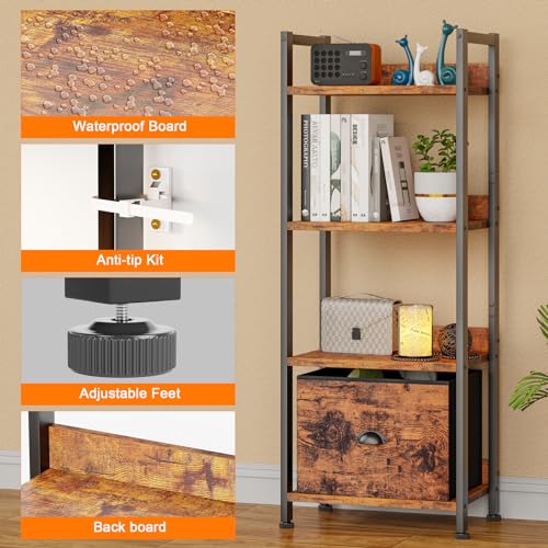 4 Tier Bookshelf with Drawer