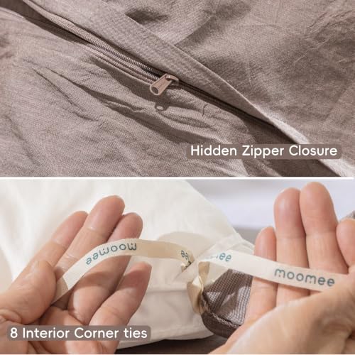Duvet Cover Set 100% Washed Cotton Linen Like Twin (48 Ounce)