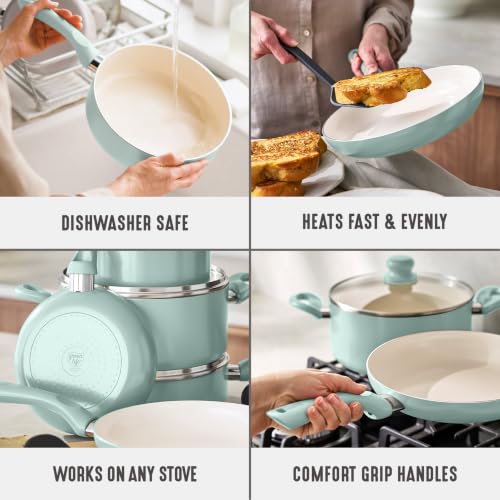 16pc Ceramic Nonstick Pots & Pans Cookware Set