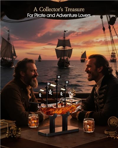 Pirate Ship Whiskey Decanter Gift Set with 2 Glasses