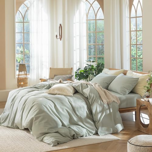 Duvet Cover Set 100% Washed Cotton Linen Like Twin