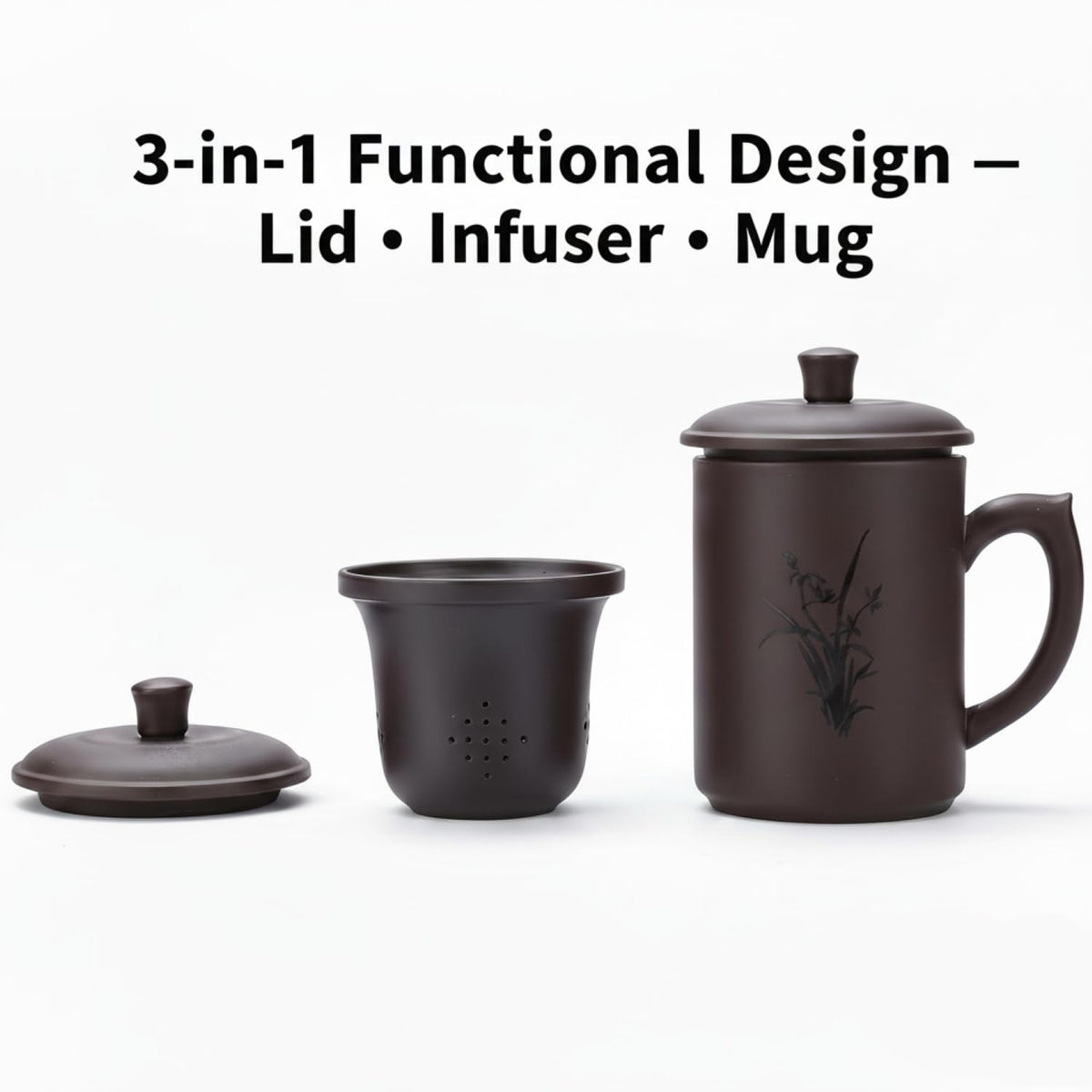 Tea Cup Purple Clay Tea Mug Tea Cup with Infuser and Lid