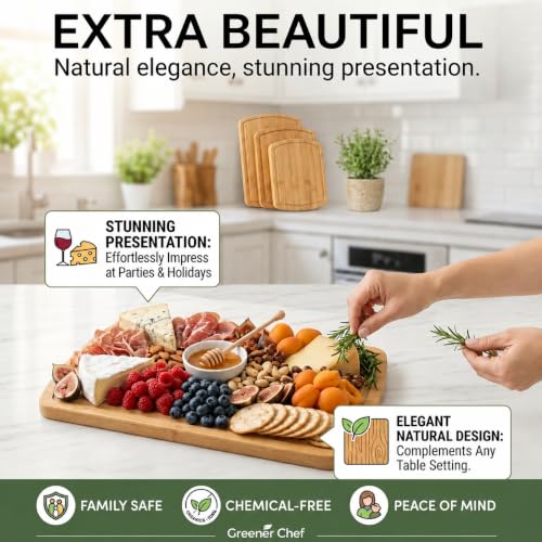 SAFEST Extra Large Bamboo Cutting Board Set of 3 with Glue (3 Count)