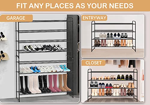 4 Tier Long Shoe Rack for Closet Metal Shoe Organizer for Entryway