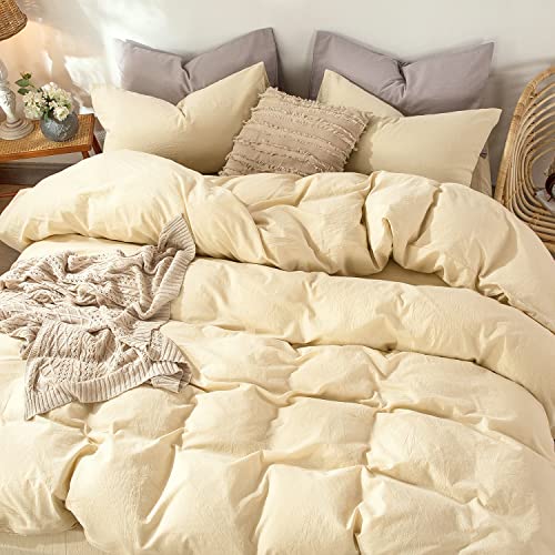Duvet Cover Set 100% Washed Cotton Linen Like King
