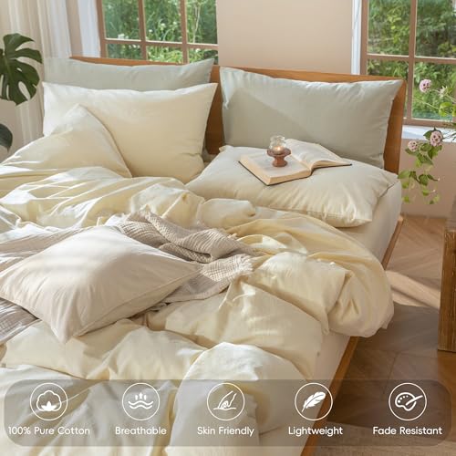 Duvet Cover Set 100% Washed Cotton Linen Like Oversized King