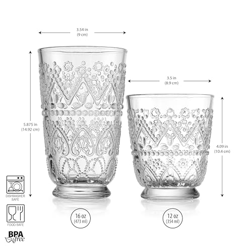 Vintage Drinking Glasses Set of 8 Elegant Glassware Set (8 Count)