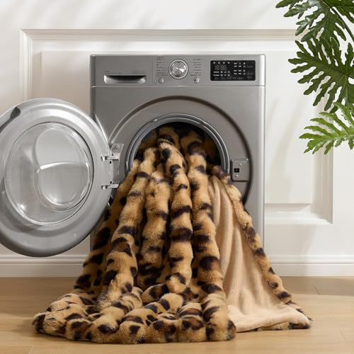 Cheetah Leopard Print Faux Fur Throw for Couch