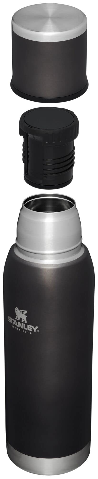 Adventure-To-Go Vacuum Bottle 25 oz | Wide Mouth with Leakproof Cup Lid | Keep Drinks Hot or Cold | Packable for Travel | Insulated Stainless Steel Thermal Bottle | BPA-Free | Charcoal Glow