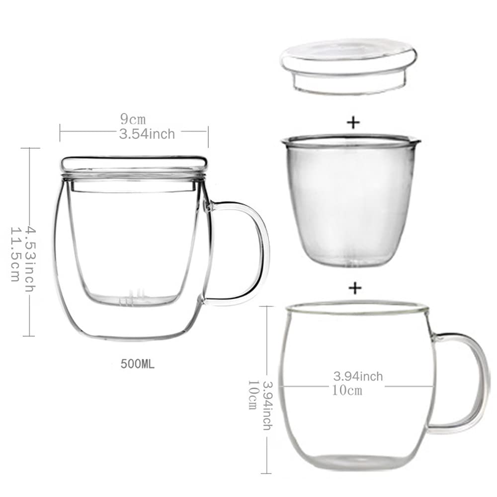 Glass Tea Cup with Infuser and Lid