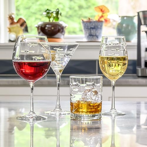 School of Fish 13 oz Double Old Fashioned Whiskey Cocktail Glass (2 Count)